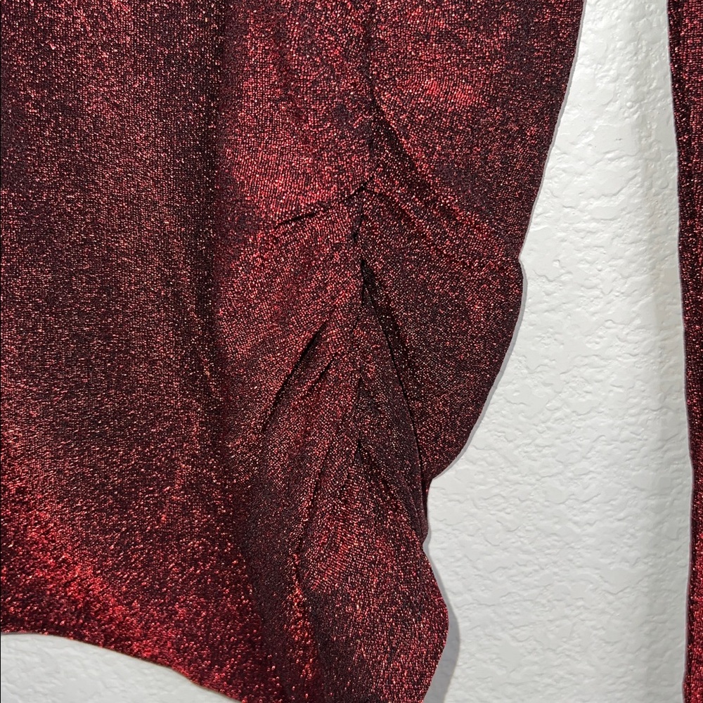 Veronica Beard Mylie Top Ruched Mock Neck Long Sleeve Top Size M In Crimson Red - Picture 9 of 15